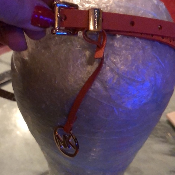 Micheal Kors M-LG Orange belt laser cut 1/4” wide gold hang tag  tangerine - Picture 8 of 10